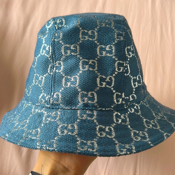 Gucci Accessories - Gucci Blue Lame GG Bucket Medium size Hat